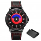 Fashion Creative Mens Quartz Wristwatches Smart Sports Votex Movement Leather Red