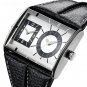 Dual Time Zone Men Watches 43mm Unique Design Leather Strap Dial Quartz 211256G02