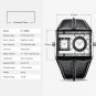 Dual Time Zone Men Watches 43mm Unique Design Leather Strap Dial Quartz 211256G02