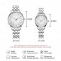 silver Couple Watches His and Hers Waterproof Stainless Steel Moon Phase Lovers Set