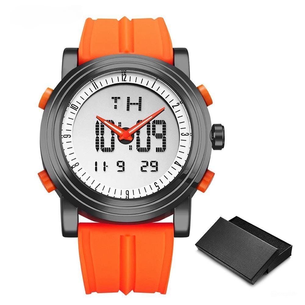 Digital Waterproof Watch Men Chronograph Orange Watchband Military Geneva Quartz