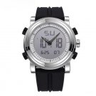 Waterproof Black silver Watches Men Dual Display Analog Digital LED Multifunctional
