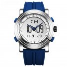 Waterproof blue silver Watches Men Dual Display Analog Digital LED Multifunctional