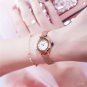 New Diamond Flower Cut Glass Waterproof gold Watch Women Stainless Steel Mesh Quartz