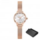 Elegant Women Watches 22m White silver Dial Rose Gold Mesh Strap High End Sophistication