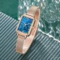 Fashion Womens Quartz Watch Stainless Steel Weave Elegant Strap Golden Dial L01