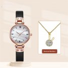 Design Elegant Woman black Watches Fashion Set Necklace Luxury Quartz  Best Gifts