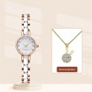 Design Elegant Woman white Watches Fashion Set Necklace Luxury Quartz  Best Gifts