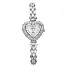 Woman Watches Silver Diamonds Crystal Heart Shape Dress Limited Geneva Quartz Clock