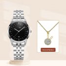 Top Luxury Fashion Woman Black Watches Set Diamond Necklace Quartz Best Gifts Clock