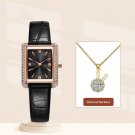 Top Luxury Fashion Woman Black1 Watches Set Diamond Necklace Quartz Best Gifts Clock
