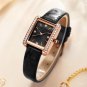 New Elengant Women Black Watches Rectangle Leather Strap Dial Japanese Quartz Movement