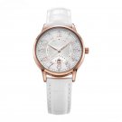 Fashion White Leather Strap Original Woman Watches Design Calender Quartz Clock