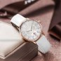 Fashion White Leather Strap Original Woman Watches Design Calender Quartz Clock