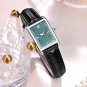 Top Luxury Leather Strap Watch Womens Elegant Rectangle Quartz Simple Clock green