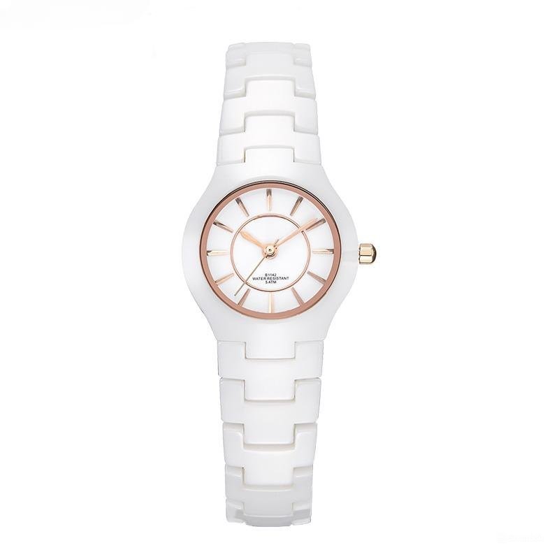 New Top White Golden Ceramic Strap Woman Watches Luxury Stainless Quartz High Quality