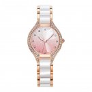 Women Watches White Strap Rhinstone 30 MM Flash pink Dial Japanese Quartz Movement