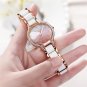 Women Watches White Strap Rhinstone 30 MM Flash pink Dial Japanese Quartz Movement