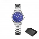 Woman Blue Watch Fashion and Casual Quartz Calender Geneva Stainless Steel Clock