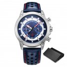 New Blue Watches Mens Stainless Steel Chronograph Quartz Luminous Hands Calender