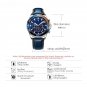 Original New Design Mens Blue Wristwatches Quartz Chronograph Leather Strap Hands