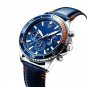 Original New Design Mens Blue Wristwatches Quartz Chronograph Leather Strap Hands