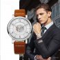 Mens Watches Brown white Waterproof 39mm Dial Real Leather Strap Automatic Quartz