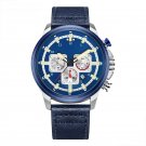 Brand Blue Watch Men Leather Sports Army Military Quartz Clock Chronograph