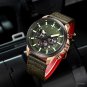 Brand Army green Watch Men Leather Sports Army Military Quartz Clock Chronograph