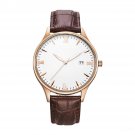 Mens Watch Couple Leather Strap Strainless Steel Shell Needle Calendar Date 211200G06