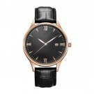 Mens Watch Couple Leather Strap Strainless Steel Shell Needle Calendar Date 211200G03