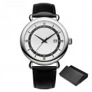 2022 Mens Black Watches Genuine Leather Ultrathin 100% Stainless Steel Quartz Clock