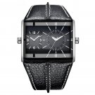 Unique Design Dual Time Zone Men Watches Leather Strap 43mm Dial Quartz Clock 211256G01