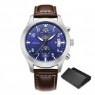 Casual Fashion Design Mens blue brown Watches Leather Strap Quartz Chronograph