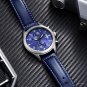 Casual Fashion Design Mens white blue Watches Leather Strap Quartz Chronograph