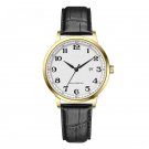 Leather Strap Mens Golden Black Watches Calender Fashion Design Quartz Business