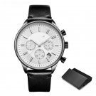 Top Brand Luxury Sports Mens Watch Black white Leather Fashion with Calendar