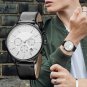 Top Brand Luxury Sports Mens Watch Black white Leather Fashion with Calendar