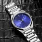 Luxury Male Blue Watch Business Waterproof Date Stainless Steel Square Quartz