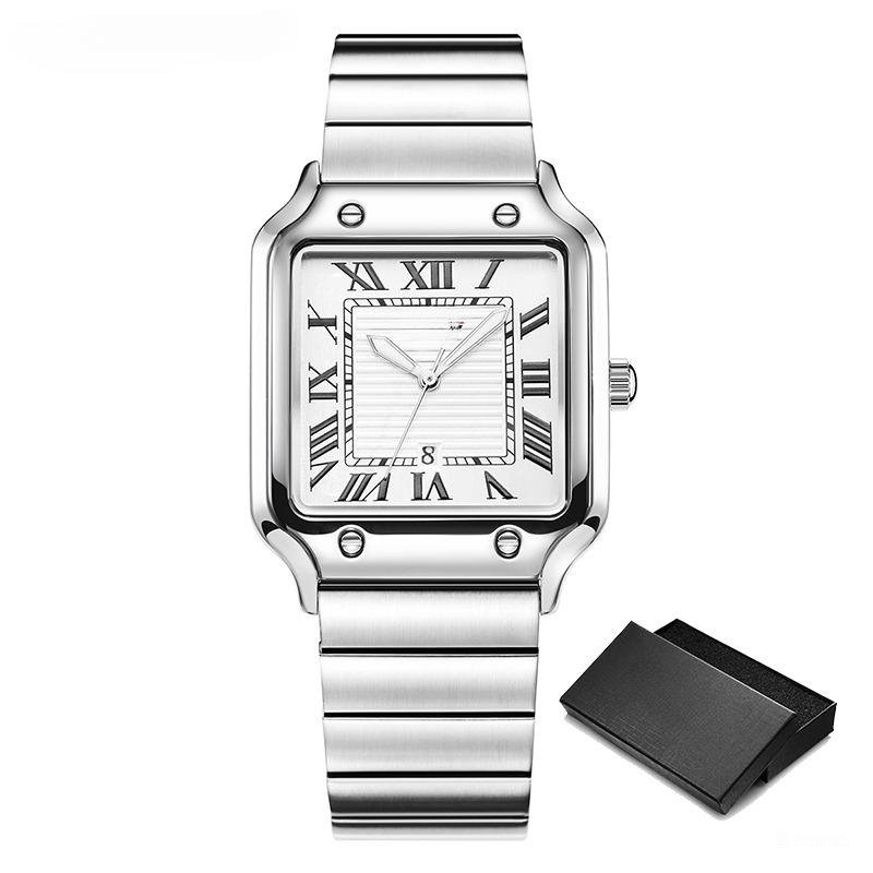New Arrival Mens Silver Watches Top Luxury Stainless Steel Luminous Hand Quartz