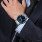 High Quality Mens Watches Silver blue Stainless Steel Business Quartz Sport Clock