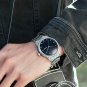 High Quality Mens Watches Silver blue Stainless Steel Business Quartz Sport Clock