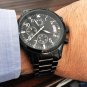 Men Wrist Watches black Waterproof Stainless Steel Pilot Chronograph Date Diver