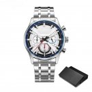 Top Brand Fashion Mens Silver Watches Stainless Steel Luxury Chronograph Quartz