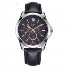316L Stainless Steel Mens Black Leather Watches Geneva Design Waterproof 100 M Calender