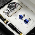Luxury Herme Orange Packing Mens Black Watches With Pencil and Cufflinks 8132G01Set