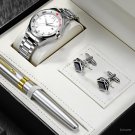 Luxury Herme Orange Packing Mens White Watches With Pencil and Cufflinks 8132G02Set