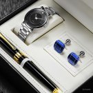 Luxury Herme Orange Packing Mens Black Watches With Pencil and Cufflinks 9838G02Set