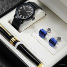 Luxury Herme Orange Packing Mens Black Watches With Pencil and Cufflinks 9813G03Set
