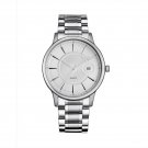 TOP Quality Business Men White Watches Full Stainless Steel Quartz Clock Calendar